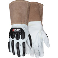 Leather Welding Work Gloves, Medium, Goatskin Palm, Gauntlet Cuff SHJ534 | Johnston Equipment
