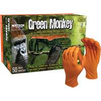 Green Monkey™ Disposable Gloves, Small, Nitrile, 6-mil, Powder-Free, Orange SHJ869 | Johnston Equipment