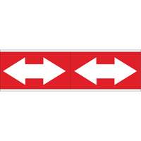 Dual Direction Arrow Pipe Markers, Self-Adhesive, 4" H x 12" W, White on Red SI717 | Johnston Equipment