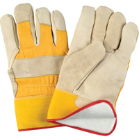 Abrasion-Resistant Winter-Lined Fitters Gloves, Large, Grain Cowhide Palm, Foam Fleece Inner Lining SM611R | Johnston Equipment