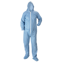 Pyrolon<sup>®</sup> Plus 2 FR Hooded Coveralls With Boots, Small, Blue, FR Treated Fabric SN353 | Johnston Equipment