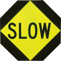 Panneau de signalisation à deux côtés « Stop/Slow », 18" x 18", Aluminium, Anglais SO101 | Johnston Equipment