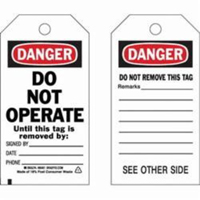 Self-Laminating Safety Tags, Polyester, 3" W x 5-3/4" H, English SX346 | Johnston Equipment