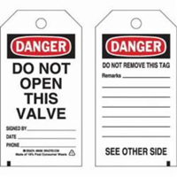 Self-Laminating Safety Tags, Polyester, 3" W x 5-3/4" H, English SX348 | Johnston Equipment