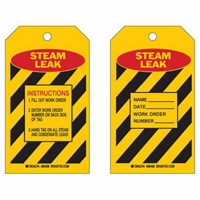 "Steam Leak" Inspection Tags, Polyester, 4" W x 7" H, English SX419 | Johnston Equipment
