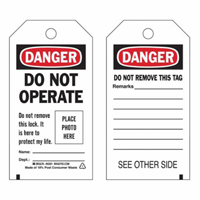 Self-Laminating "Do Not Operate" Tags, Polyester, 3" W x 5-3/4" H, English SX840 | Johnston Equipment