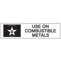 "D: Use on Combustible Metals" Fire Extinguisher Label SY241 | Johnston Equipment