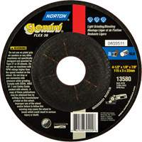 Gemini<sup>®</sup> Flexible Mini Disc Depressed Centre Wheel, 4-1/2" x 1/8", 7/8" arbor, Aluminum Oxide, Type 27 TCT465 | Johnston Equipment