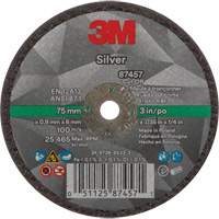 Silver Cut-Off Wheel, 3" x 0.04", 1/4"-28 Arbor, Type 1, Ceramic, 25645 RPM TCT838 | Johnston Equipment