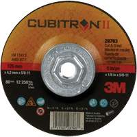 Cubitron™ II Quick Change Cut & Grind Wheel, 5" x 1/8", 5/8"-11 Arbor, Type 27, Ceramic TCT852 | Johnston Equipment