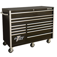 RX Series Rolling Tool Cabinet, 12 Drawers, 55" W x 25" D x 46" H, Black TEQ500 | Johnston Equipment
