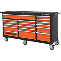 Roller Cabinet, 17 Drawers, 71" W x 24" D x 41" H, Black/Orange TER181 | Johnston Equipment