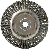 Wire Wheel Brushes, 4" Dia., 0.02" Fill, 5/8"-11 Arbor, Stainless Steel TT270 | Johnston Equipment
