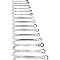 Ratcheting Wrench Set, Combination, 15 Pieces, Metric UAL993 | Johnston Equipment