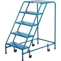 Rolling Step Ladder with Locking Step, 5 Steps, 18" Step Width, 46" Platform Height, Steel VC134 | Johnston Equipment