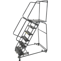 Weight Actuated Lockstep Rolling Ladders, 5 Steps, 24" Step Width, 50" Platform Height, Steel VC391 | Johnston Equipment
