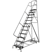 All Directional Rolling Ladder, 12 Steps, 24" Step Width, 120" Platform Height, Steel VC545 | Johnston Equipment