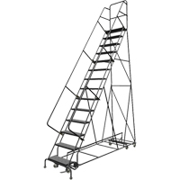 All Directional Rolling Ladder, 14 Steps, 24" Step Width, 140" Platform Height, Steel VC547 | Johnston Equipment