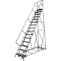 All Directional Rolling Ladder, 15 Steps, 24" Step Width, 150" Platform Height, Steel VC548 | Johnston Equipment