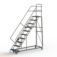 Heavy Duty Safety Slope Ladder, 10 Steps, Serrated, 50° Incline, 100" High VC585 | Johnston Equipment