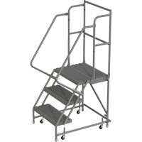 Deep Top Step Rolling Ladder, 3 Steps, 16" Step Width, 30" Platform Height, Steel VC762 | Johnston Equipment