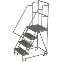 Deep Top Step Rolling Ladder, 4 Steps, 16" Step Width, 40" Platform Height, Steel VC764 | Johnston Equipment