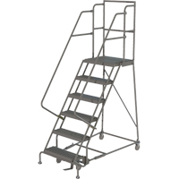Deep Top Step Rolling Ladder, 6 Steps, 16" Step Width, 60" Platform Height, Steel VC768 | Johnston Equipment