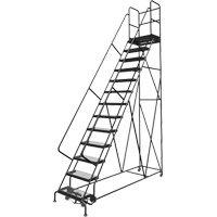 Deep Top Step Rolling Ladder, 13 Steps, 24" Step Width, 130" Platform Height, Steel VC777 | Johnston Equipment