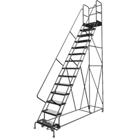 Deep Top Step Rolling Ladder, 14 Steps, 24" Step Width, 140" Platform Height, Steel VC778 | Johnston Equipment
