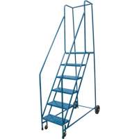 Rolling Step Ladder, 6 Steps, 18" Step Width, 55" Platform Height, Steel VD443 | Johnston Equipment