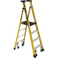 Heavy-Duty Rolling Podium Ladder, 3 Steps, 27-3/5" Step Width, 48" Platform Height, Fibreglass VD476 | Johnston Equipment