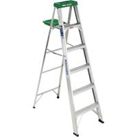 Step Ladder with Pail Shelf, 6', Aluminum, 225 lbs. Capacity, Type 2 VD565 | Johnston Equipment