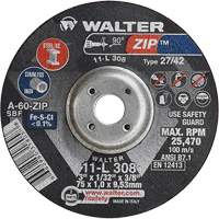 Zip™ Cutting and Grinding Wheel, 3" x 1/13", 3/8" Arbor, Type 27, 60 Grit, Aluminum Oxide VV578 | Johnston Equipment