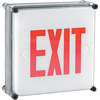 Aqua NEMA 4x Exit Signs, LED, Hardwired, 11-3/4" L x 11-3/4" W, English XB928 | Johnston Equipment