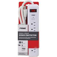 Surge Protector, 6 Outlets, 750 J, 1875, 3' Cord XC299 | Johnston Equipment