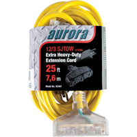 Outdoor Vinyl Extension Cord with Light Indicator, SJTOW, 12/3 AWG, 15 A, 3 Outlet(s), 25' XC497 | Johnston Equipment