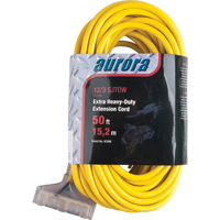 Outdoor Vinyl Extension Cord with Light Indicator, SJTOW, 12/3 AWG, 15 A, 3 Outlet(s), 50' XC498 | Johnston Equipment