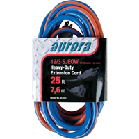 All-Weather TPE-Rubber Extension Cord With Light Indicator, SJEOW, 12/3 AWG, 15 A, 25' XC503 | Johnston Equipment