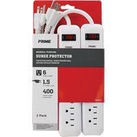 Surge Protector 2-Pack, 6 Outlets, 400 J, 1875 W, 1.5' Cord XJ247 | Johnston Equipment
