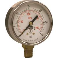 Manomètre économique,  2-1/2", 0 - 30 psi, Fixation inférieure, Analogique YB880 | Johnston Equipment