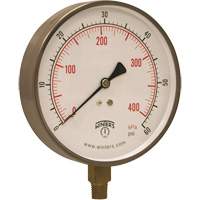 Contractor Pressure Gauge, 4-1/2" , 0 - 60 psi, Bottom Mount, Analogue YB899 | Johnston Equipment
